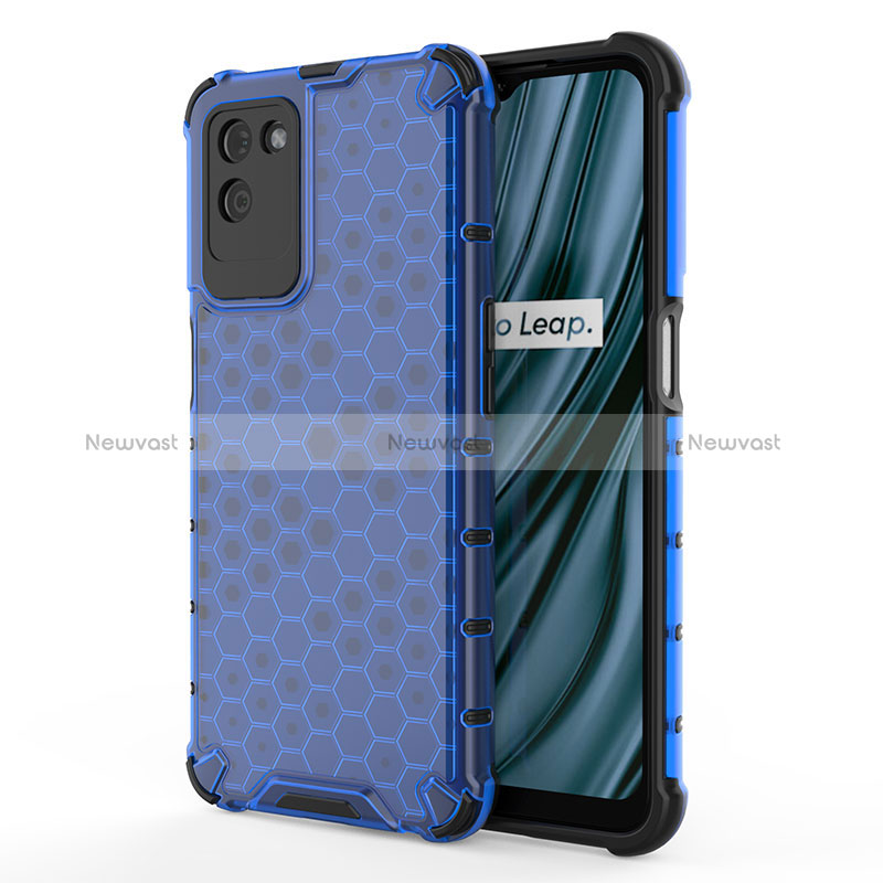 Silicone Transparent Frame Case Cover 360 Degrees AM3 for Realme V11s 5G Blue