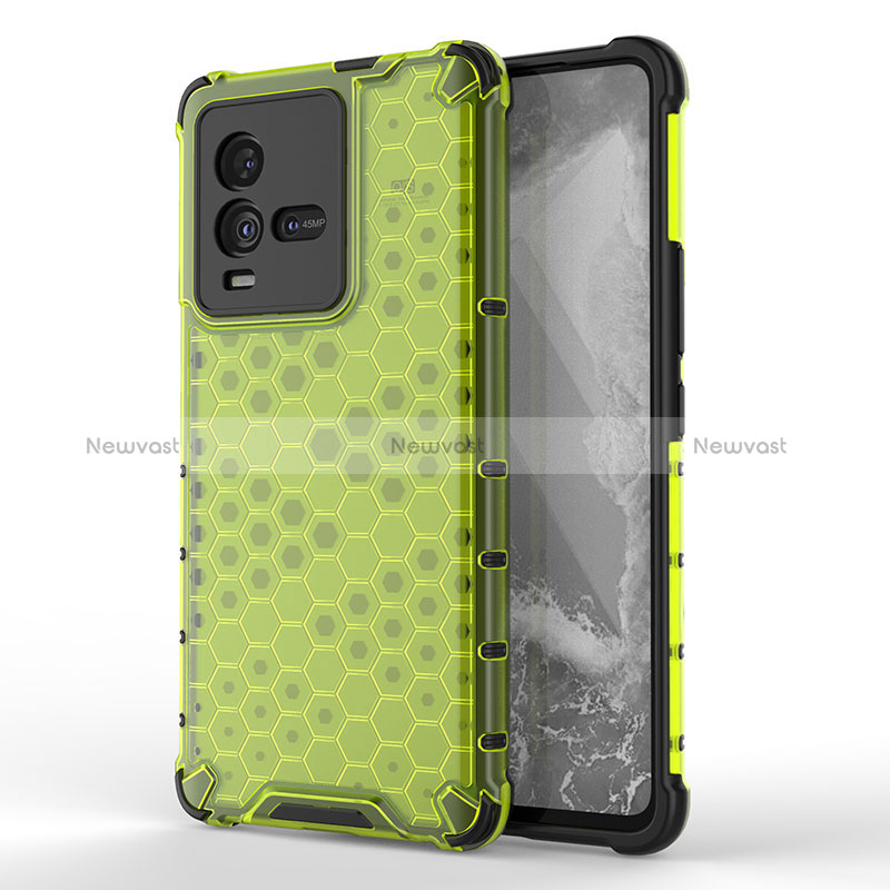 Silicone Transparent Frame Case Cover 360 Degrees AM3 for Vivo iQOO 10 5G Green