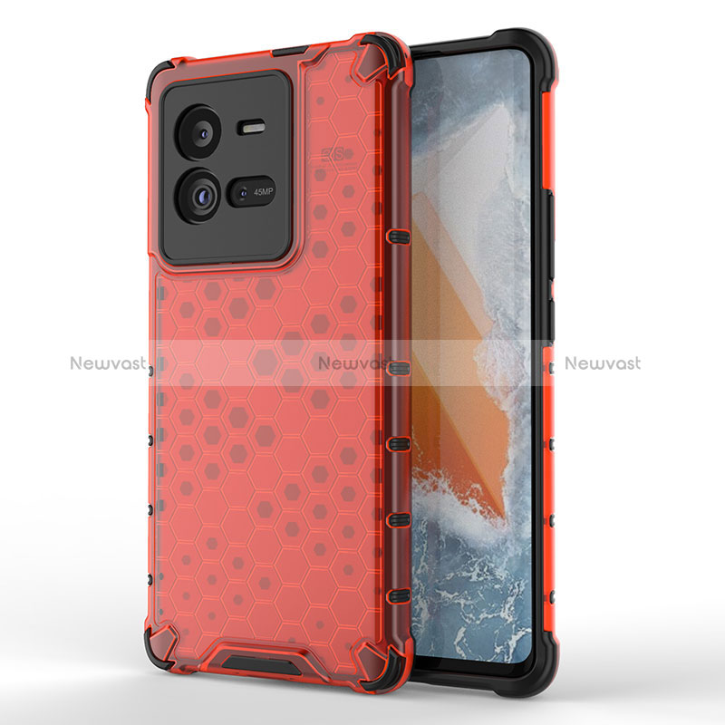 Silicone Transparent Frame Case Cover 360 Degrees AM3 for Vivo iQOO 10 Pro 5G Red