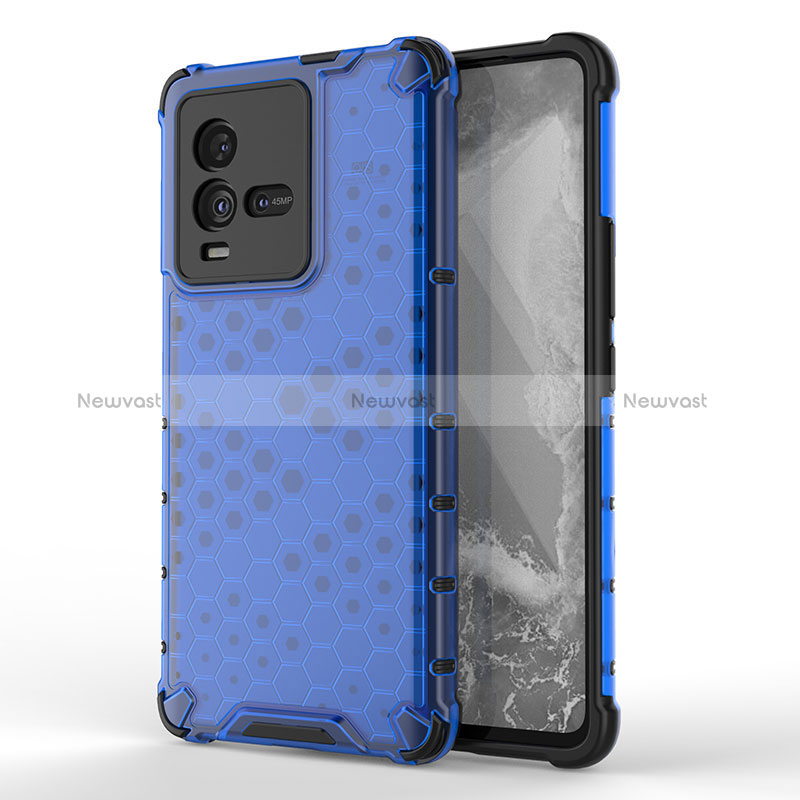 Silicone Transparent Frame Case Cover 360 Degrees AM3 for Vivo iQOO 9T 5G Blue