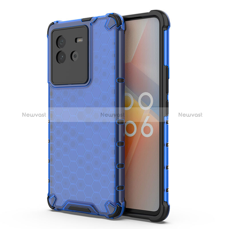 Silicone Transparent Frame Case Cover 360 Degrees AM3 for Vivo iQOO Neo6 5G Blue