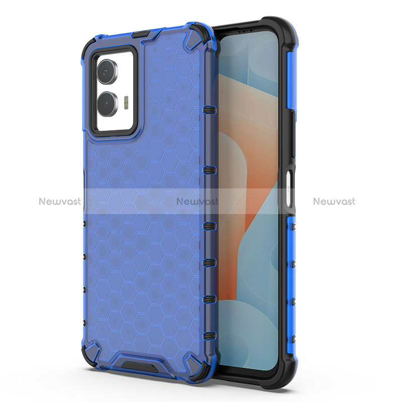 Silicone Transparent Frame Case Cover 360 Degrees AM3 for Vivo iQOO U5 5G Blue