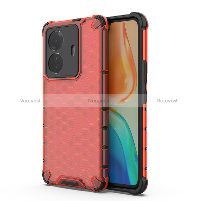 Silicone Transparent Frame Case Cover 360 Degrees AM3 for Vivo iQOO Z6 Pro 5G Red