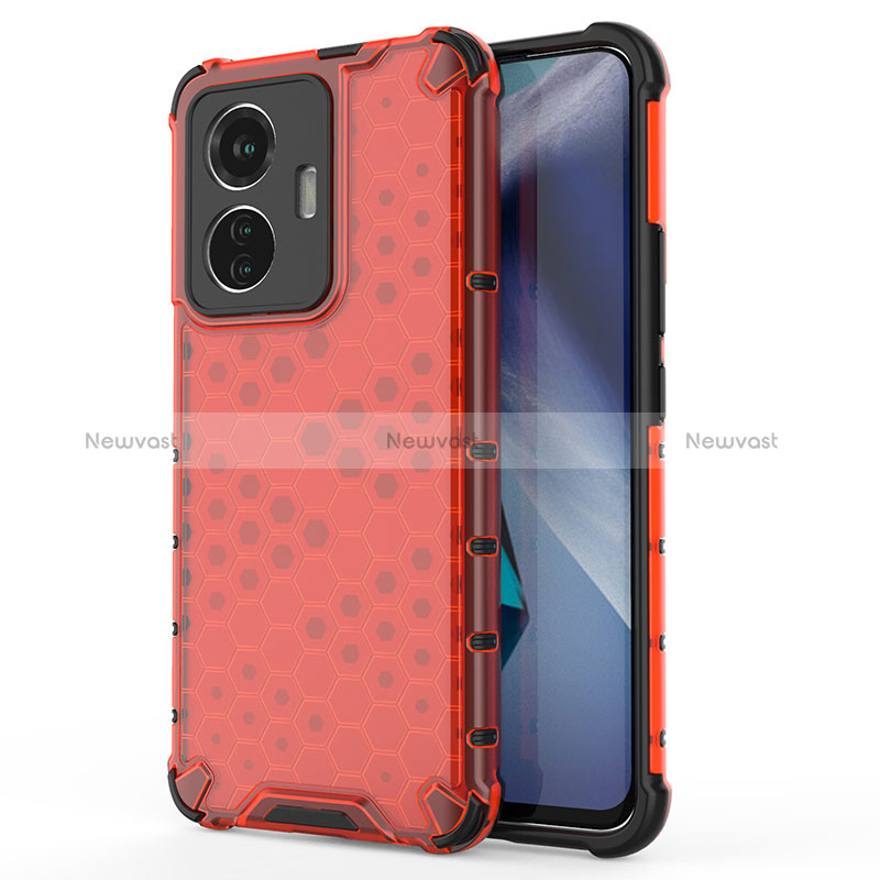 Silicone Transparent Frame Case Cover 360 Degrees AM3 for Vivo T1 4G Red