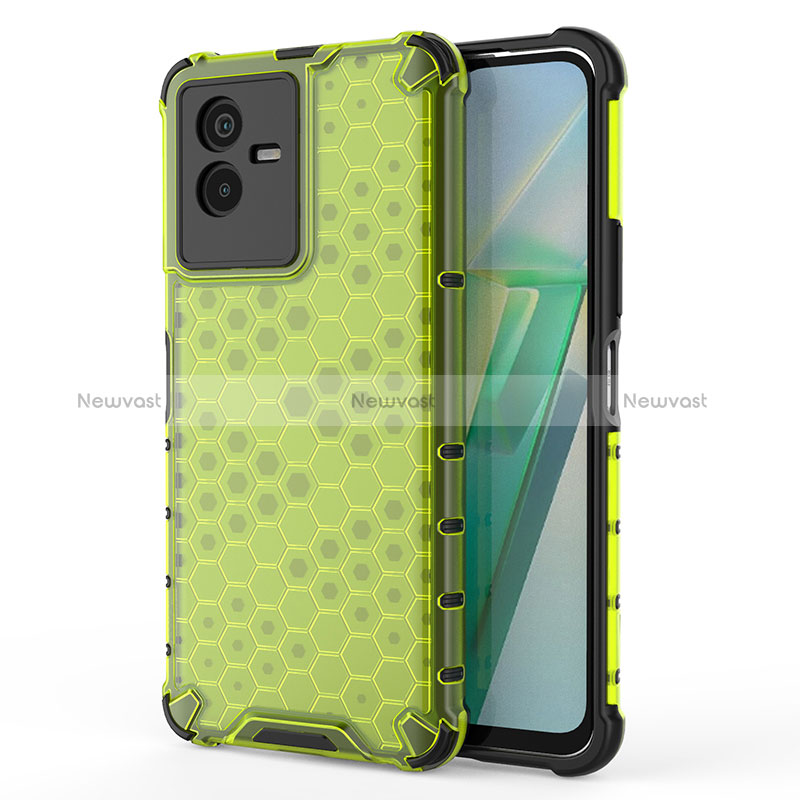 Silicone Transparent Frame Case Cover 360 Degrees AM3 for Vivo T2x 5G Green