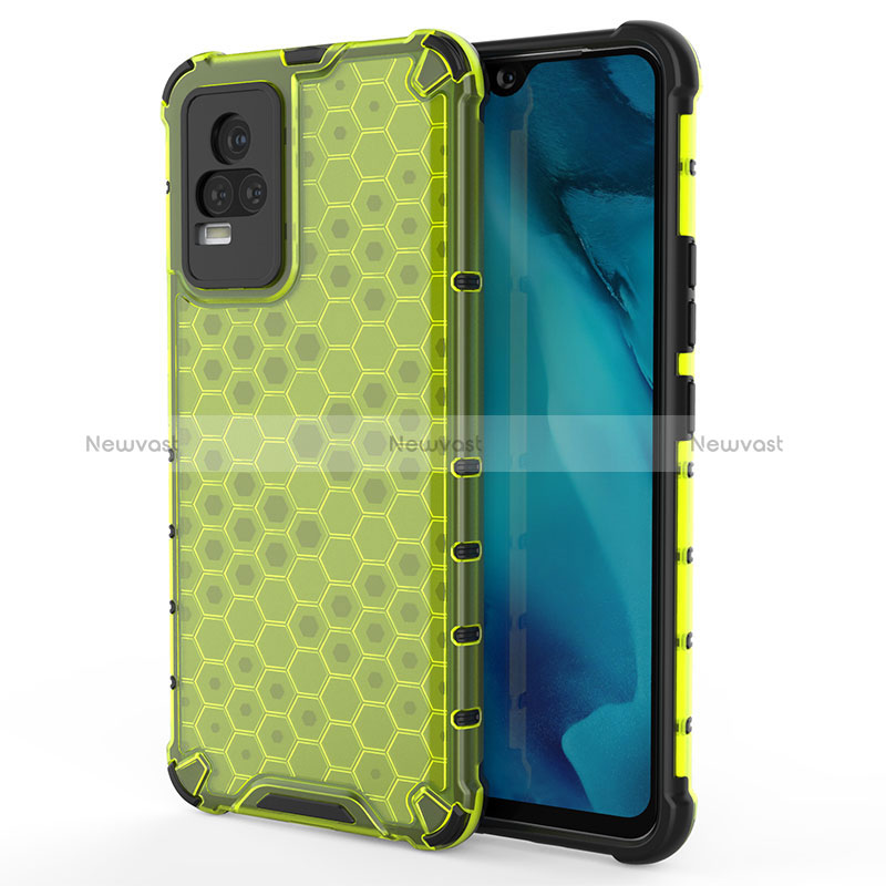 Silicone Transparent Frame Case Cover 360 Degrees AM3 for Vivo V21e 4G Green