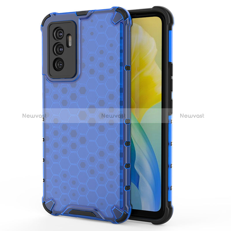 Silicone Transparent Frame Case Cover 360 Degrees AM3 for Vivo V23e Blue