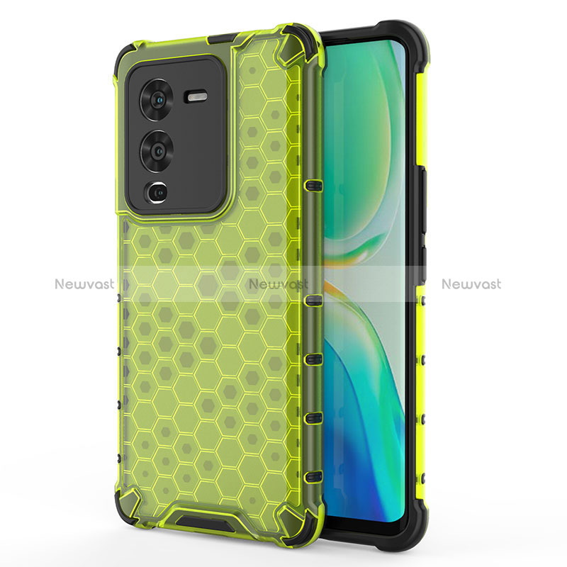 Silicone Transparent Frame Case Cover 360 Degrees AM3 for Vivo V25 Pro 5G Green