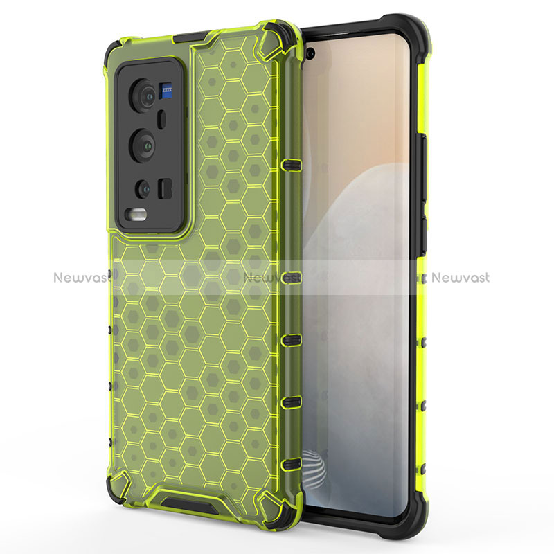 Silicone Transparent Frame Case Cover 360 Degrees AM3 for Vivo X60 Pro+ Plus 5G Green