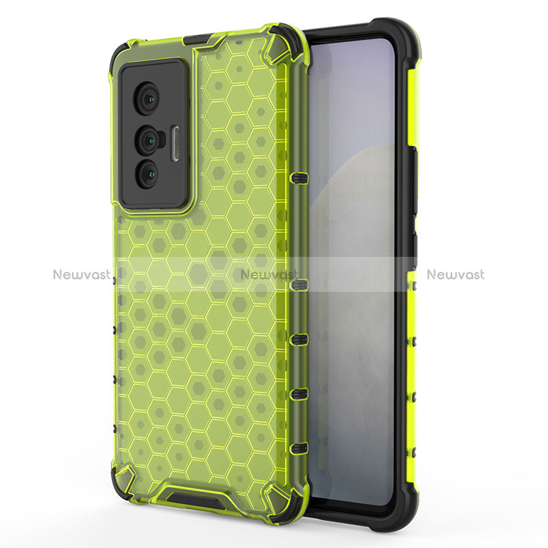 Silicone Transparent Frame Case Cover 360 Degrees AM3 for Vivo X70 5G Green