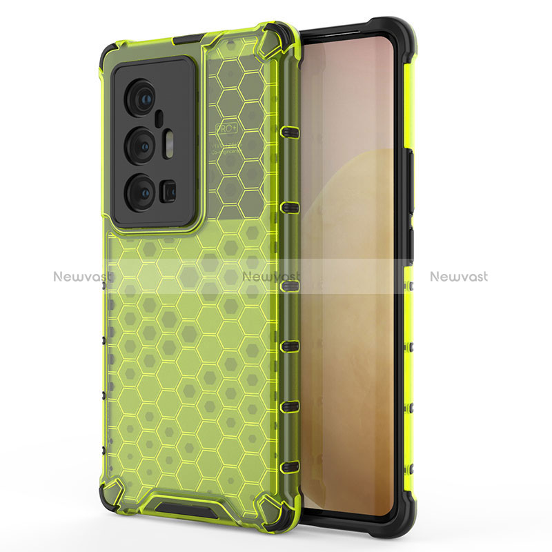 Silicone Transparent Frame Case Cover 360 Degrees AM3 for Vivo X70 Pro+ Plus 5G Green