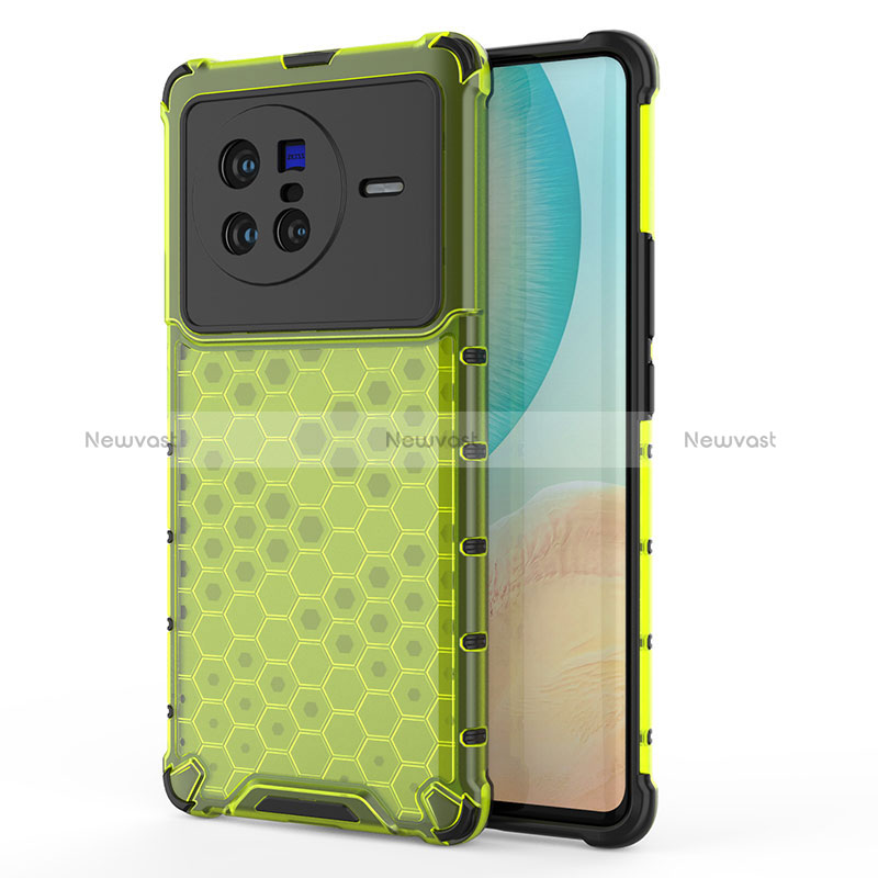 Silicone Transparent Frame Case Cover 360 Degrees AM3 for Vivo X80 5G Green