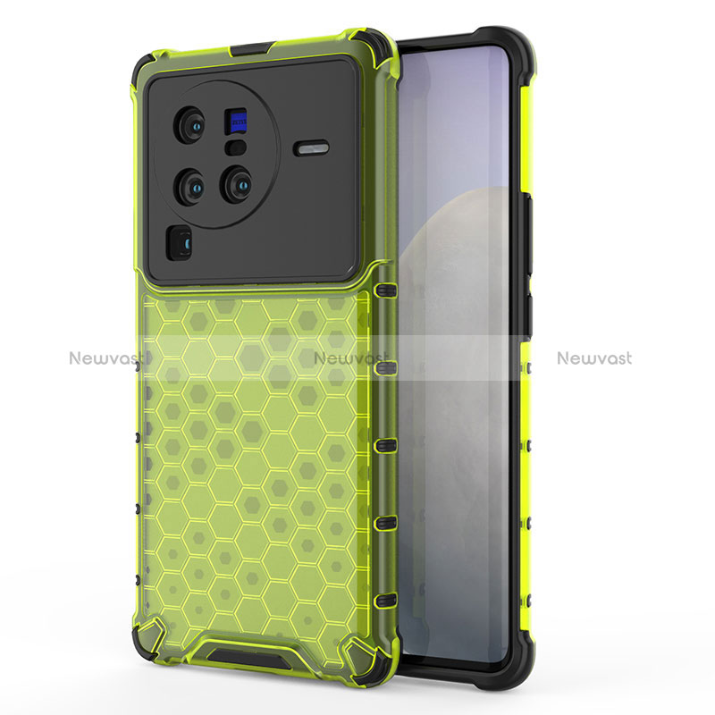 Silicone Transparent Frame Case Cover 360 Degrees AM3 for Vivo X80 Pro 5G Green