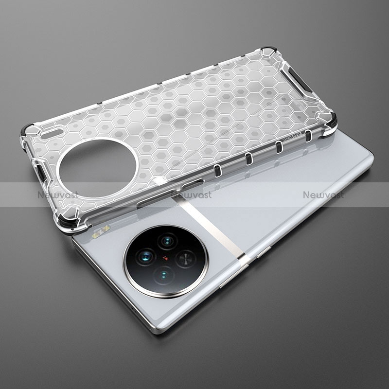 Silicone Transparent Frame Case Cover 360 Degrees AM3 for Vivo X90 5G