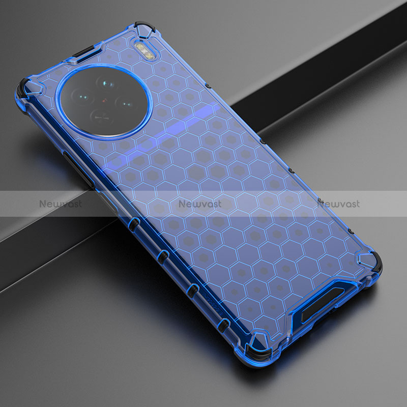 Silicone Transparent Frame Case Cover 360 Degrees AM3 for Vivo X90 5G Blue