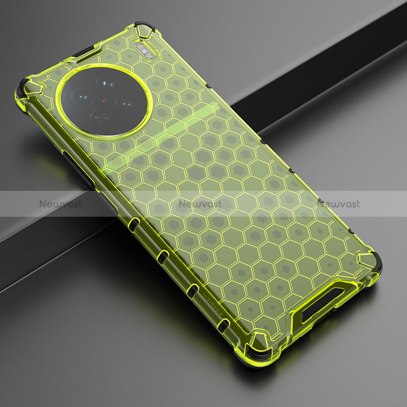 Silicone Transparent Frame Case Cover 360 Degrees AM3 for Vivo X90 5G Green