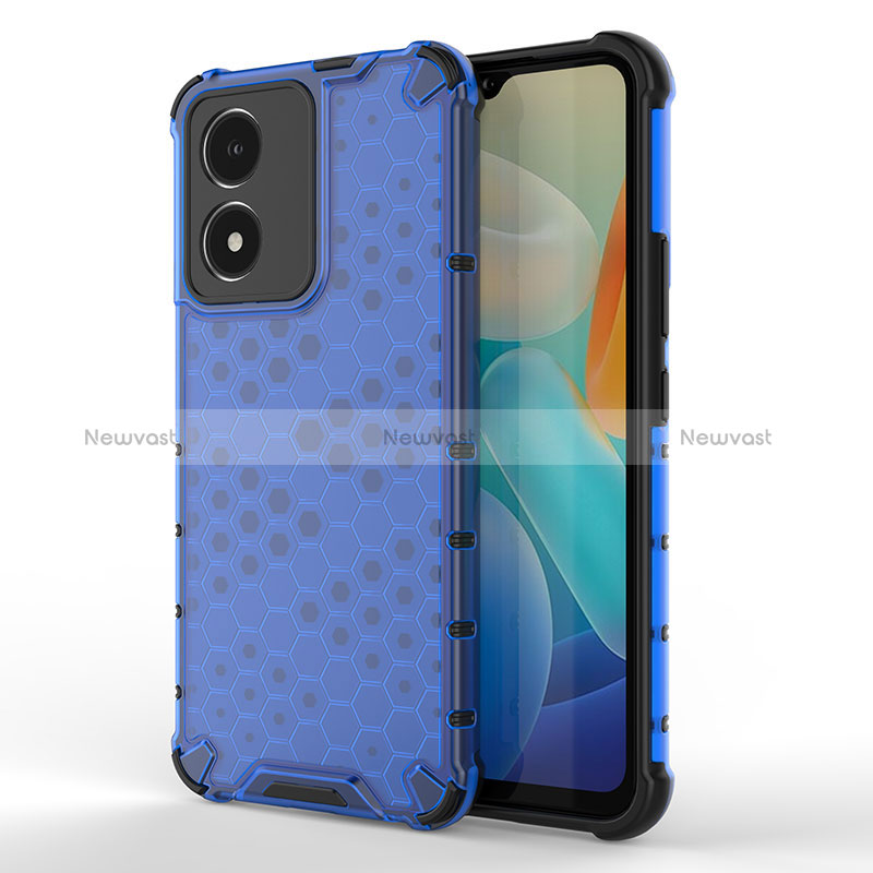 Silicone Transparent Frame Case Cover 360 Degrees AM3 for Vivo Y02S Blue