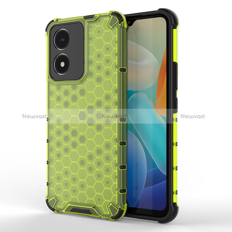 Silicone Transparent Frame Case Cover 360 Degrees AM3 for Vivo Y02S Green