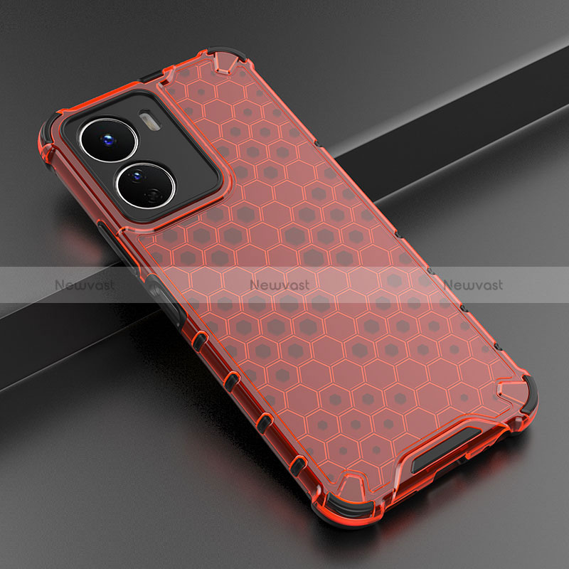 Silicone Transparent Frame Case Cover 360 Degrees AM3 for Vivo Y16 Red