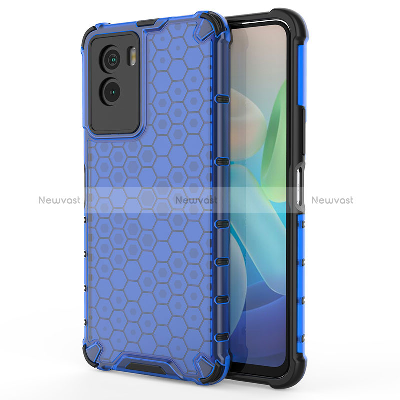 Silicone Transparent Frame Case Cover 360 Degrees AM3 for Vivo Y55s (2021) Blue