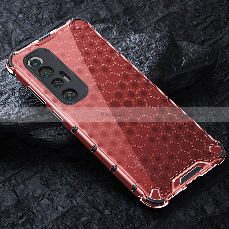 Silicone Transparent Frame Case Cover 360 Degrees AM3 for Xiaomi Mi 10S 5G Red