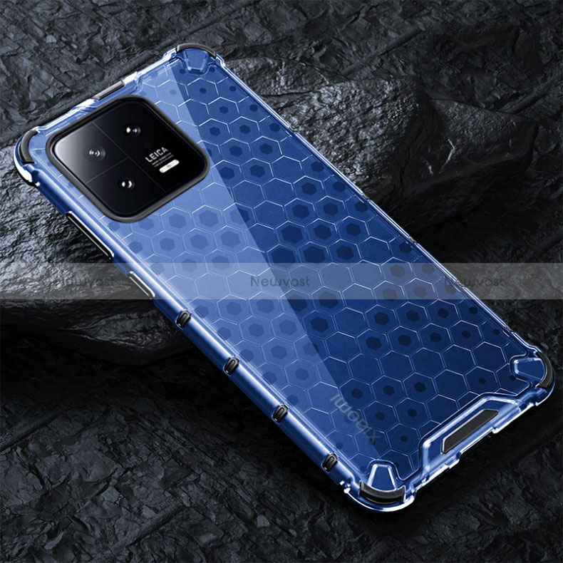 Silicone Transparent Frame Case Cover 360 Degrees AM3 for Xiaomi Mi 13 Pro 5G Blue