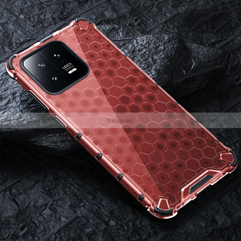 Silicone Transparent Frame Case Cover 360 Degrees AM3 for Xiaomi Mi 13 Pro 5G Red