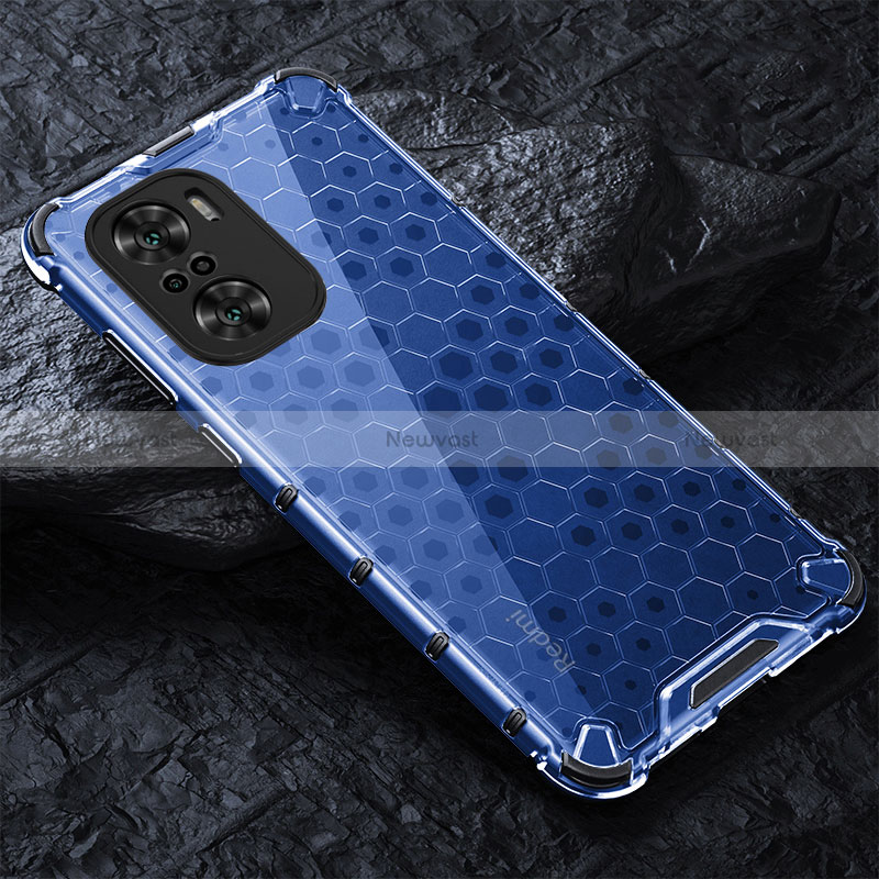 Silicone Transparent Frame Case Cover 360 Degrees AM3 for Xiaomi Poco F3 5G Blue