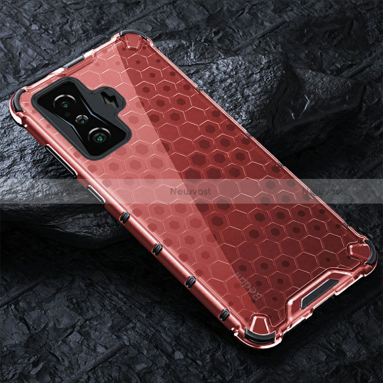 Silicone Transparent Frame Case Cover 360 Degrees AM3 for Xiaomi Poco F4 GT 5G Red