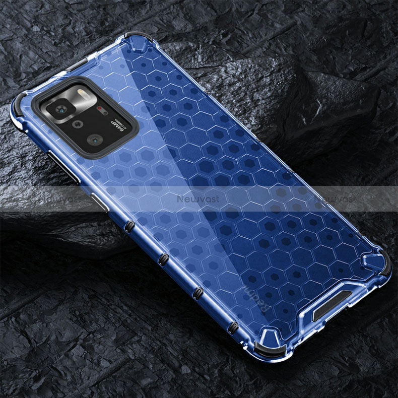 Silicone Transparent Frame Case Cover 360 Degrees AM3 for Xiaomi Poco X3 GT 5G Blue