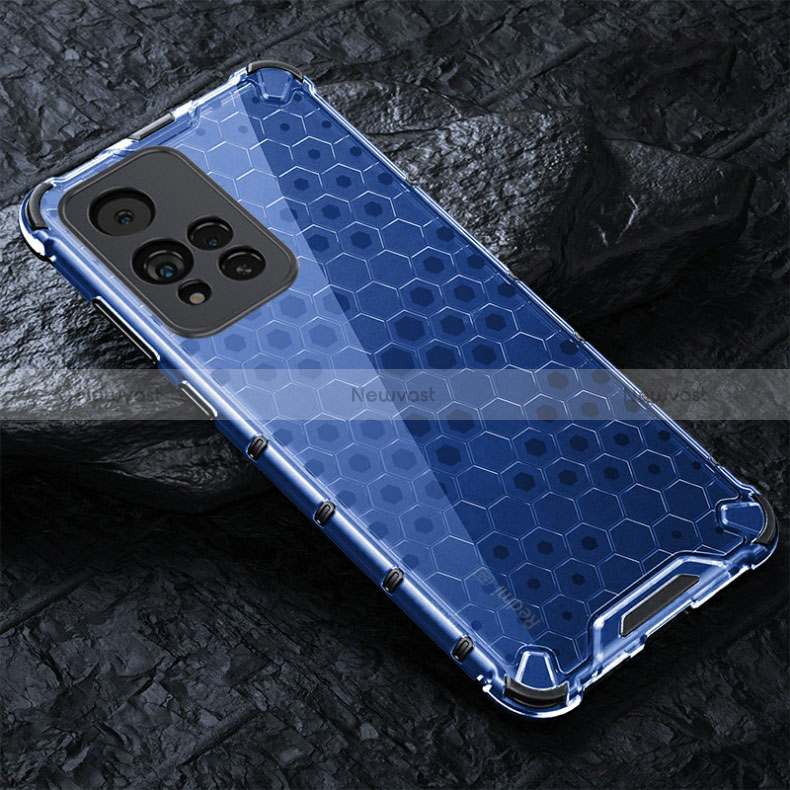 Silicone Transparent Frame Case Cover 360 Degrees AM3 for Xiaomi Poco X4 NFC Blue