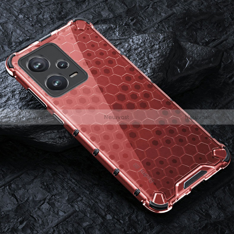 Silicone Transparent Frame Case Cover 360 Degrees AM3 for Xiaomi Poco X5 5G Red