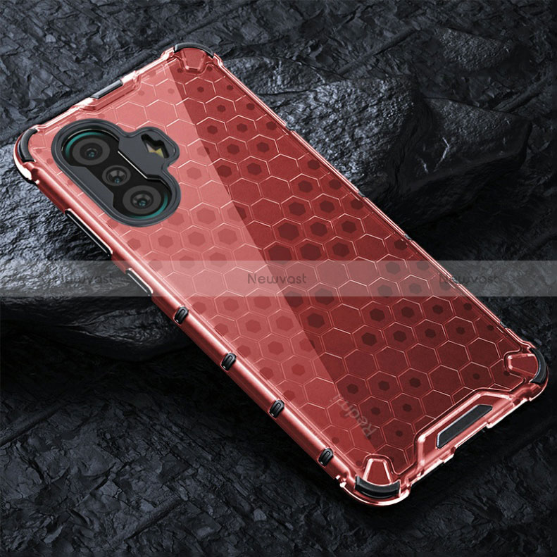 Silicone Transparent Frame Case Cover 360 Degrees AM3 for Xiaomi Redmi K40 Gaming 5G Red