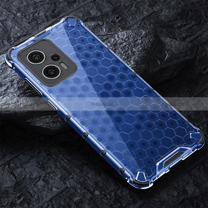 Silicone Transparent Frame Case Cover 360 Degrees AM3 for Xiaomi Redmi K50i 5G Blue