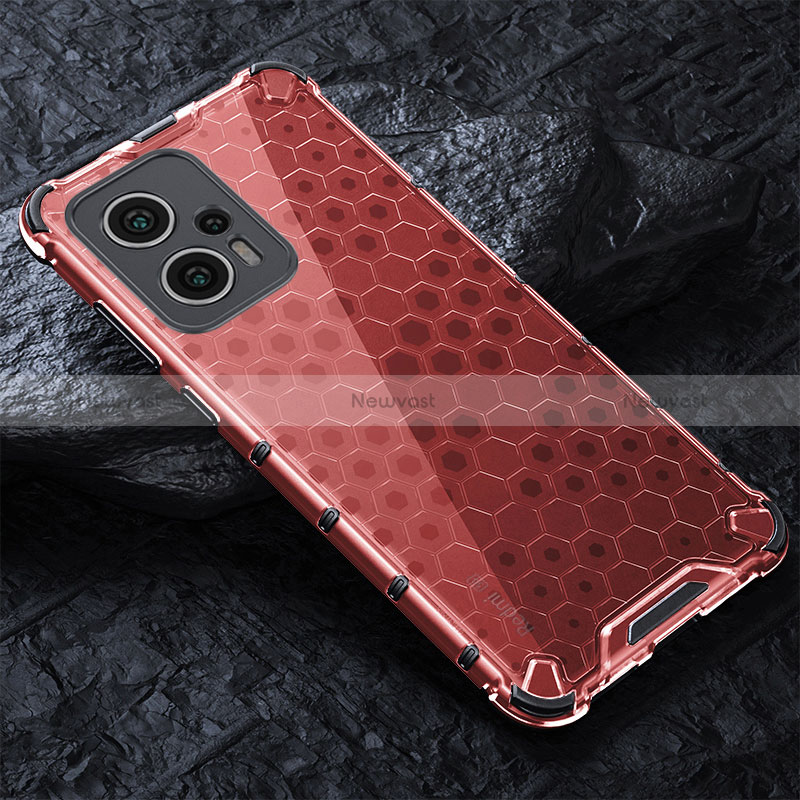 Silicone Transparent Frame Case Cover 360 Degrees AM3 for Xiaomi Redmi Note 11T Pro 5G Red