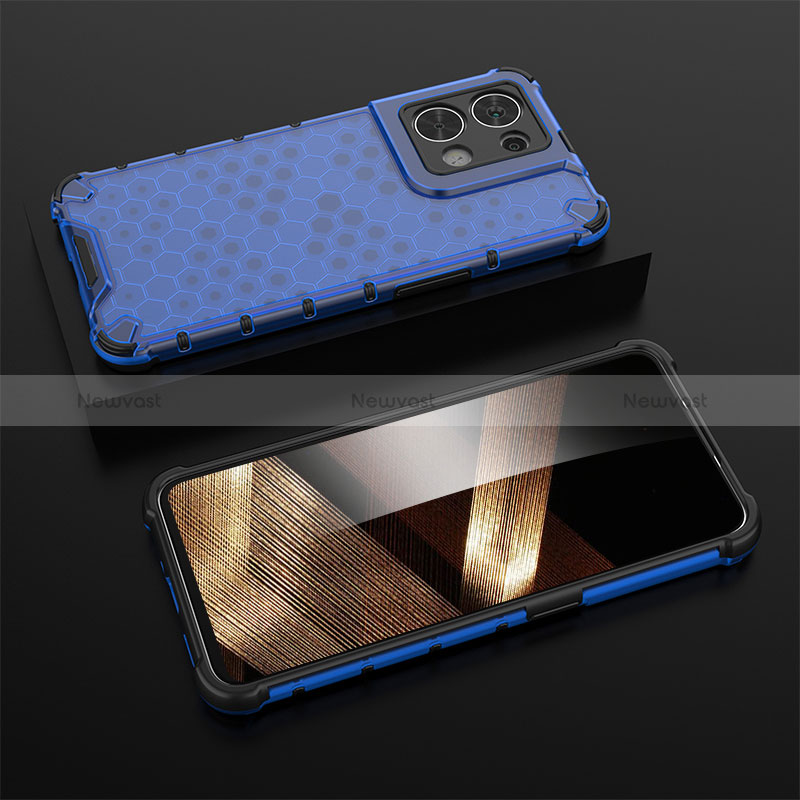 Silicone Transparent Frame Case Cover 360 Degrees AM3 for Xiaomi Redmi Note 13 5G Blue