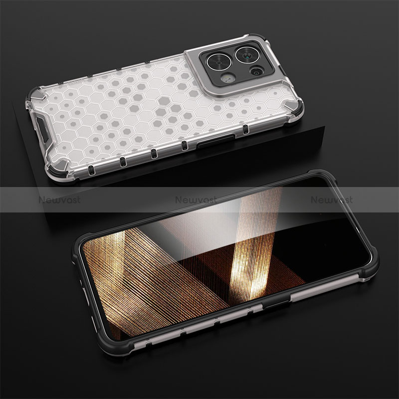 Silicone Transparent Frame Case Cover 360 Degrees AM3 for Xiaomi Redmi Note 13 5G White