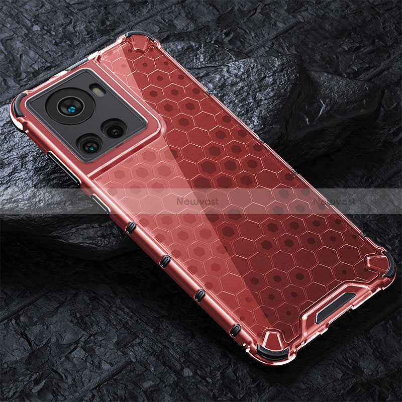 Silicone Transparent Frame Case Cover 360 Degrees AM4 for OnePlus 10R 5G Red