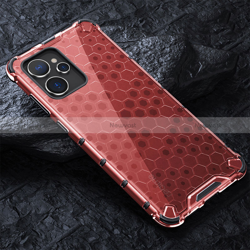 Silicone Transparent Frame Case Cover 360 Degrees AM4 for Realme 9i 5G Red