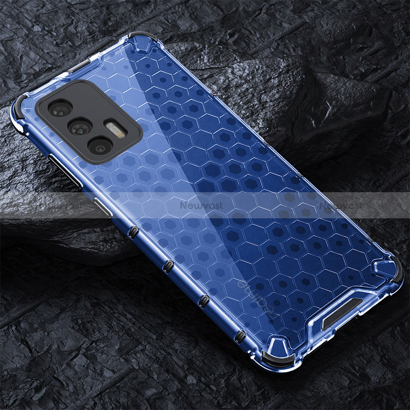 Silicone Transparent Frame Case Cover 360 Degrees AM4 for Realme Q3 Pro 5G Blue