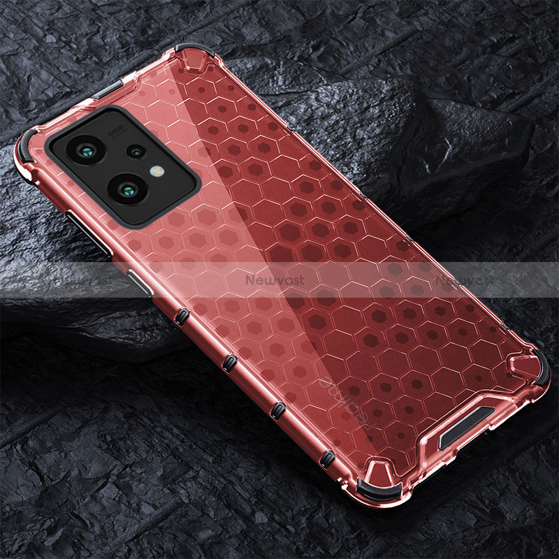 Silicone Transparent Frame Case Cover 360 Degrees AM4 for Realme Q5 5G Red