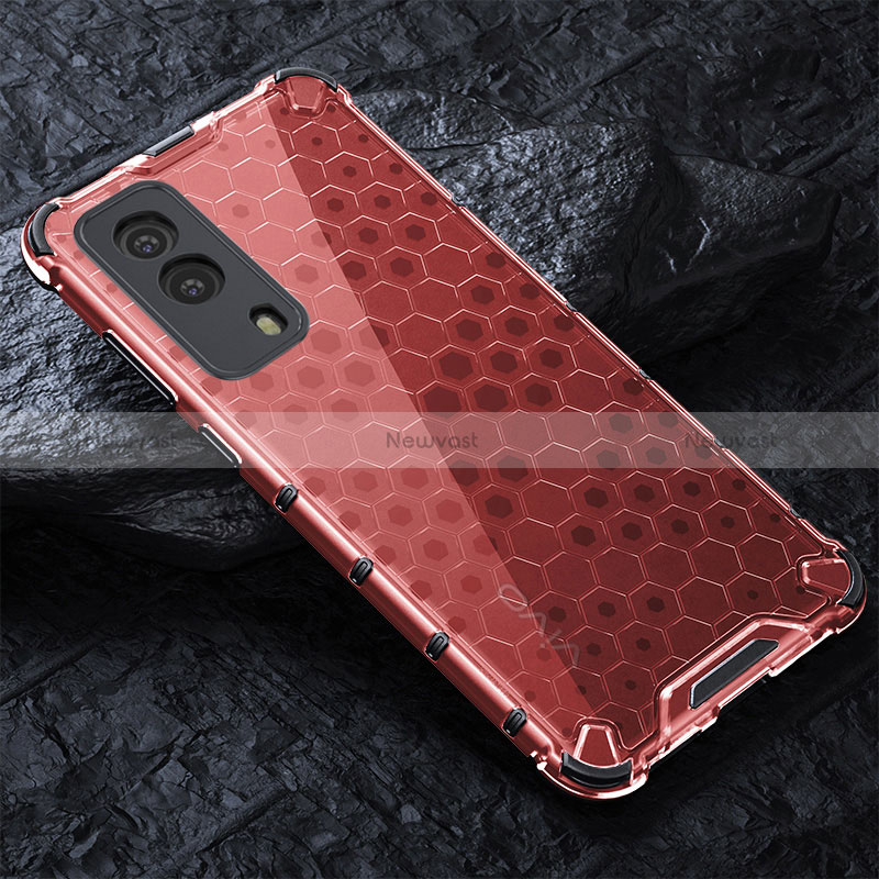 Silicone Transparent Frame Case Cover 360 Degrees AM4 for Vivo iQOO Z5x 5G Red