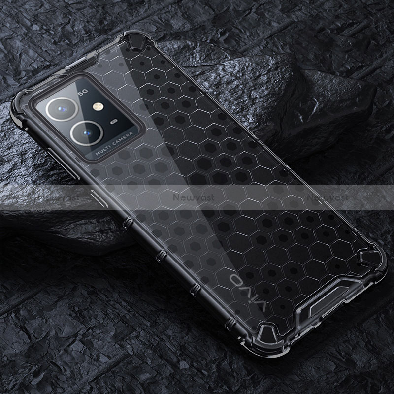 Silicone Transparent Frame Case Cover 360 Degrees AM4 for Vivo iQOO Z6 5G Black