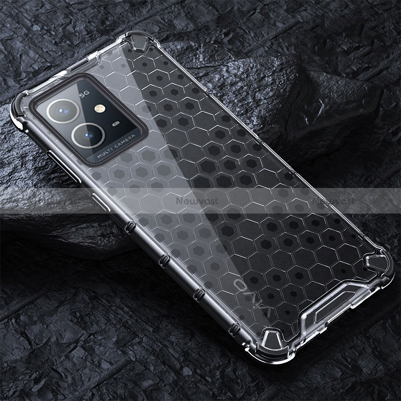 Silicone Transparent Frame Case Cover 360 Degrees AM4 for Vivo iQOO Z6 5G Gray