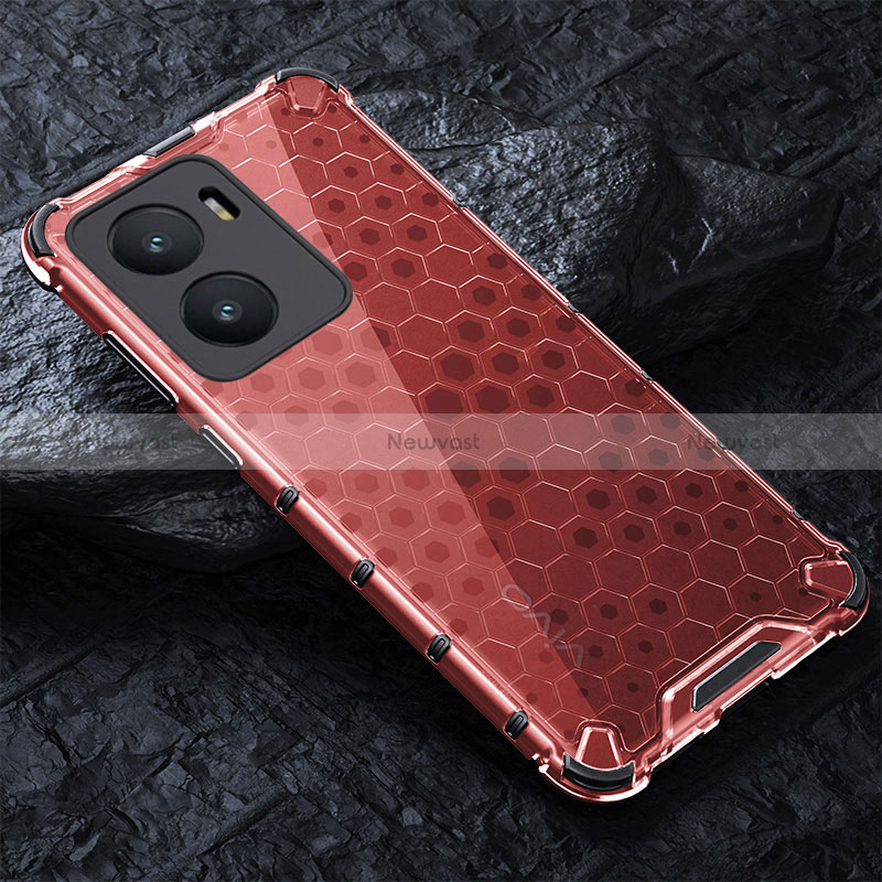 Silicone Transparent Frame Case Cover 360 Degrees AM4 for Vivo T2x 5G V2253 Red