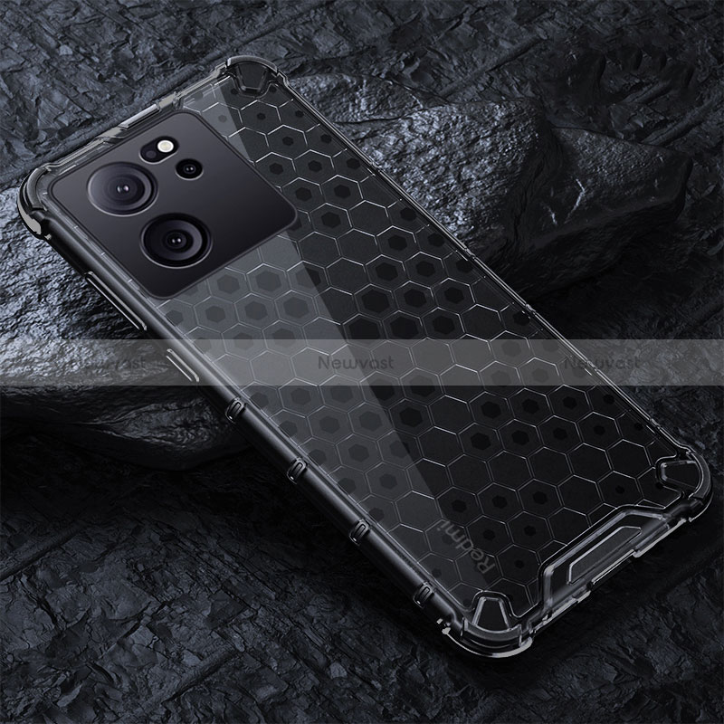 Silicone Transparent Frame Case Cover 360 Degrees AM4 for Xiaomi Redmi K60 Ultra 5G Black