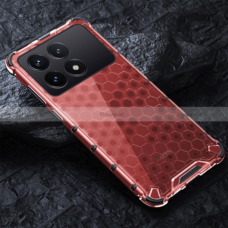 Silicone Transparent Frame Case Cover 360 Degrees AM4 for Xiaomi Redmi K70 5G Red