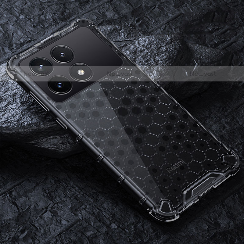 Silicone Transparent Frame Case Cover 360 Degrees AM4 for Xiaomi Redmi K70E 5G Black