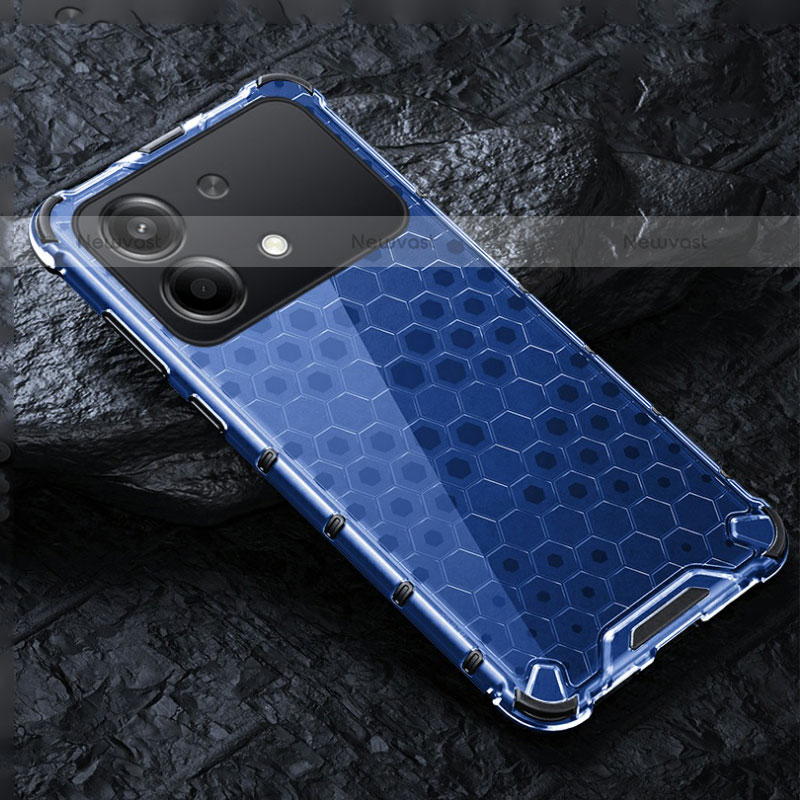 Silicone Transparent Frame Case Cover 360 Degrees AM4 for Xiaomi Redmi Note 13R Pro 5G Blue