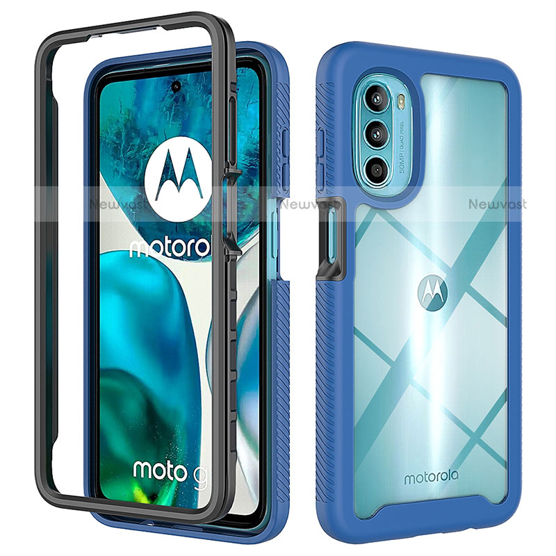 Silicone Transparent Frame Case Cover 360 Degrees for Motorola Moto Edge (2022) 5G Blue